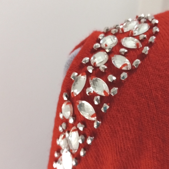 COPY - INC Red Cold Shoulder Sweater with Emblishments  Size Large - Picture 4 of 5